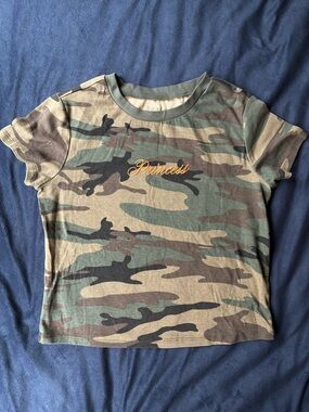 Zoe + Liv Camo Crop Tee with Gold "Princess" Script